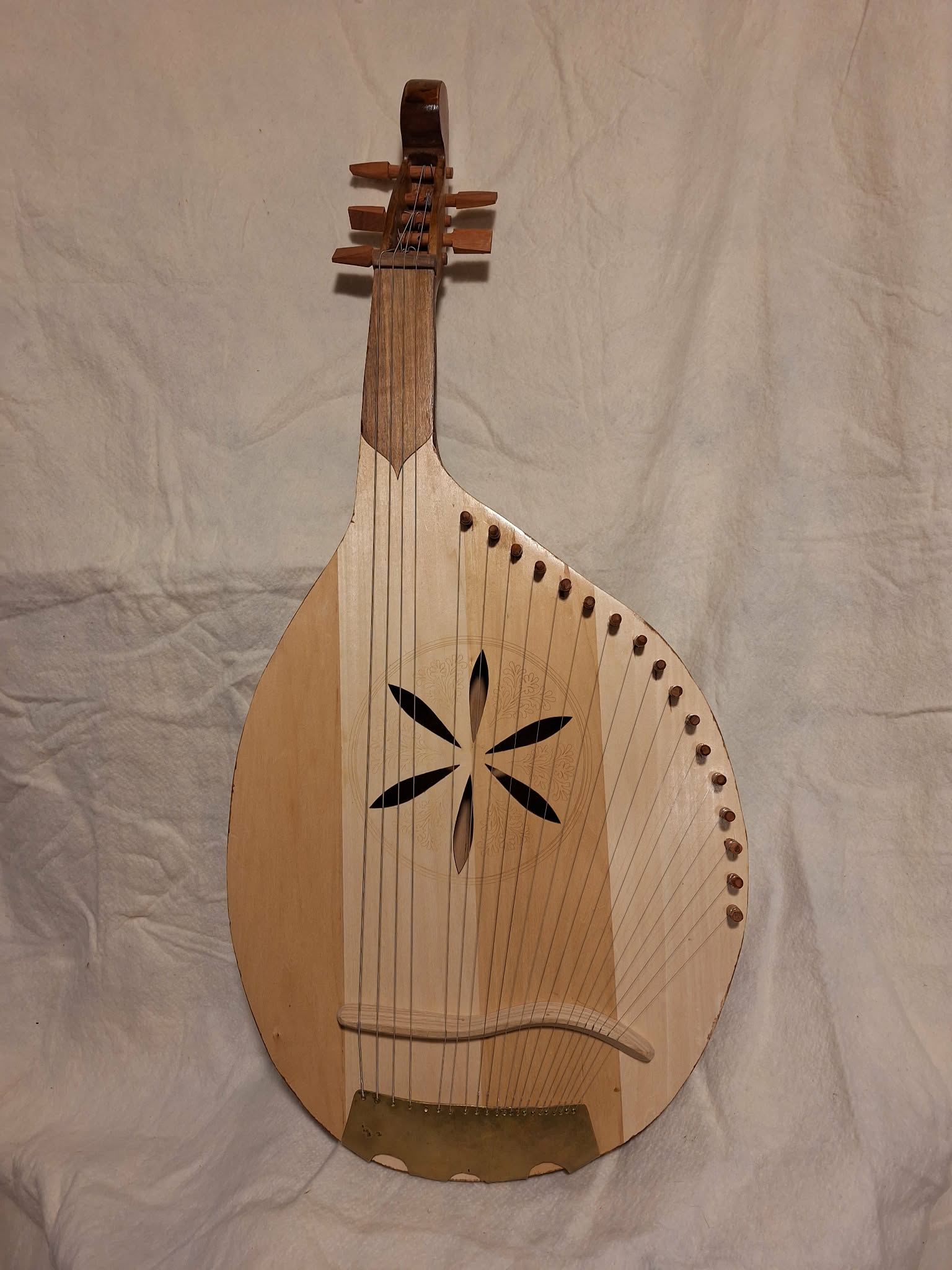 Finished handmade folk bandura full front view